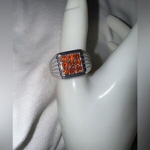 Vintage Men's Crimson Sterling Fire Opal Ring, size 10